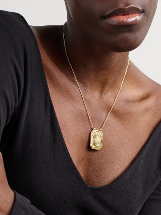 Image of Necklaces. Product name - Hand Scapular 18-karat Gold Diamond Necklace in Multi colour by brand - Marie Lichtenberg