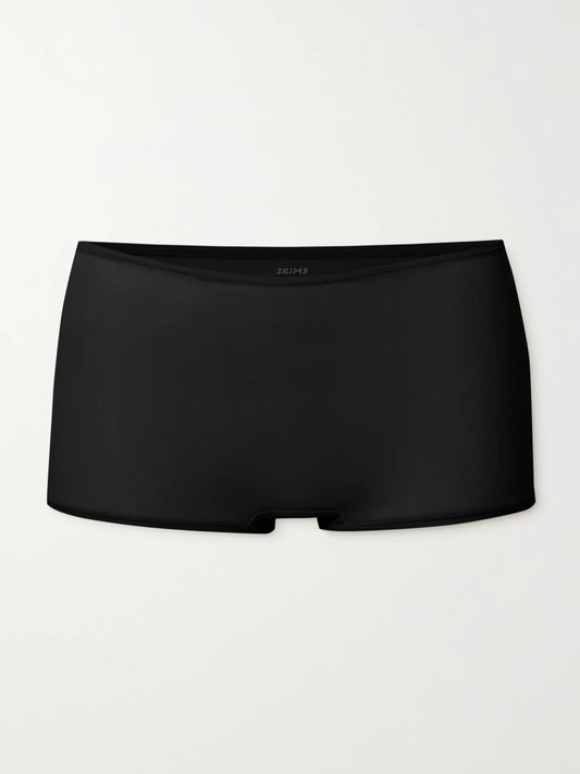 Image of Lingerie. Product name - Fits Everybody Boyshort - Onyx in Black colour by brand - SKIMS