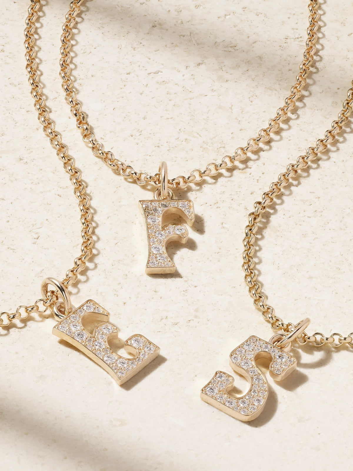 Initial Charm 14-karat Gold Diamond Necklace