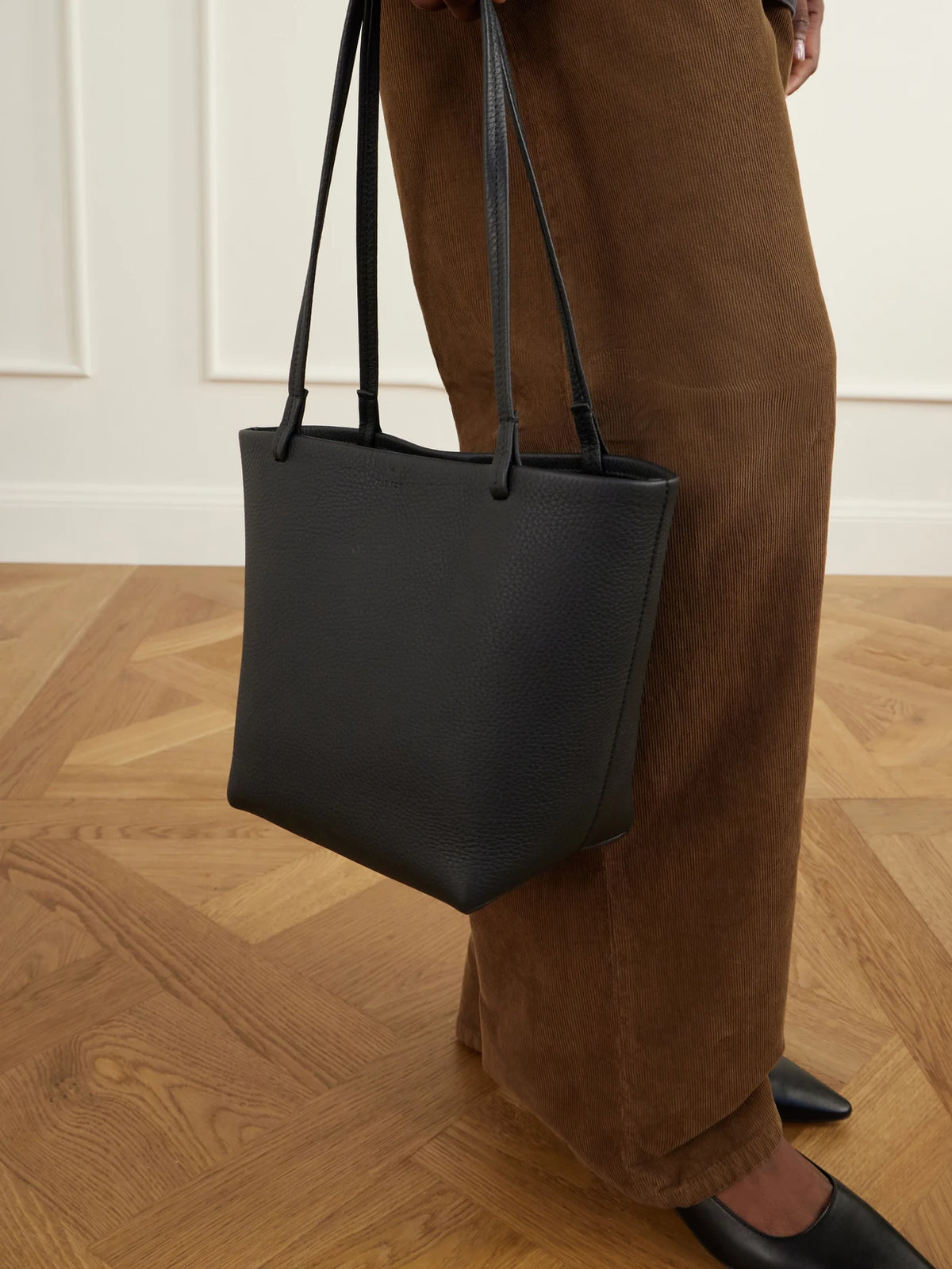 Image of Bags. Product name - Park Medium Textured-leather Tote in Black colour by brand - The Row