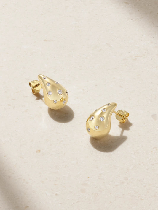 Roxanne First Happy Tears 14-karat Gold Diamond Earrings