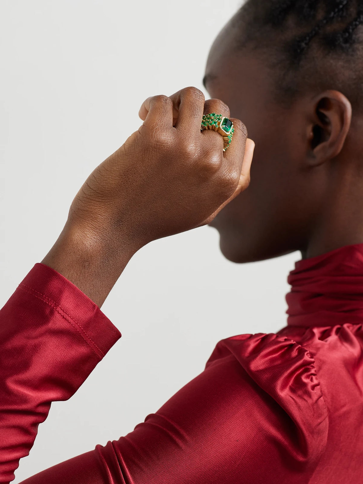 Image of Rings. Product name - 18-karat Gold, Emerald And Diamond Ring in Multi colour by brand - Suzanne Kalan