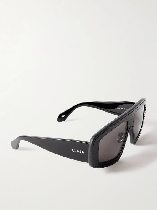Mask D-frame Snake-effect Leather And Acetate Sunglasses