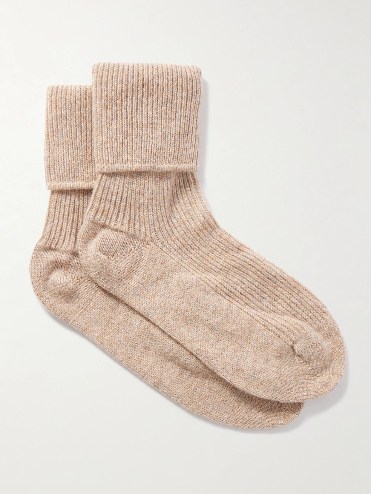 Image of Lingerie. Product name - Ribbed Cashmere Socks in Beige colour by brand - Johnstons of Elgin