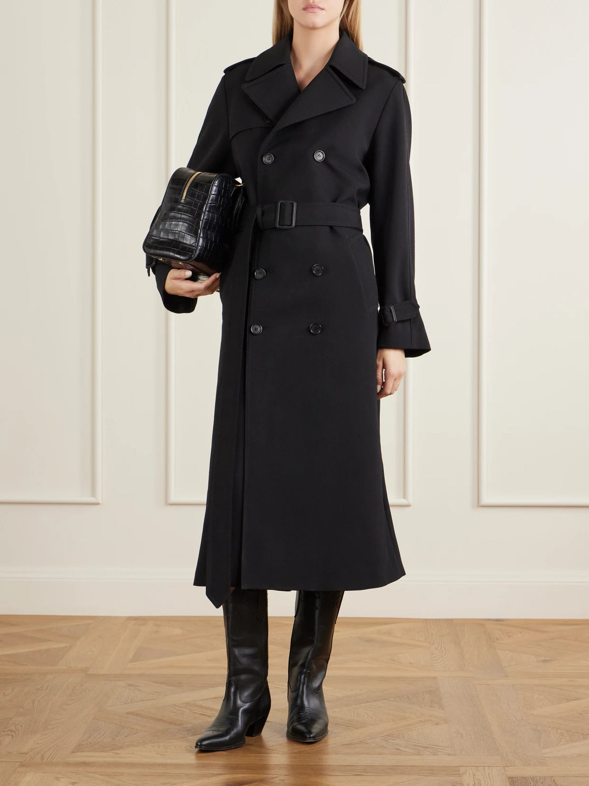 Image of Boots. Product name - Towns Leather Boots in Black colour by brand - Nili Lotan