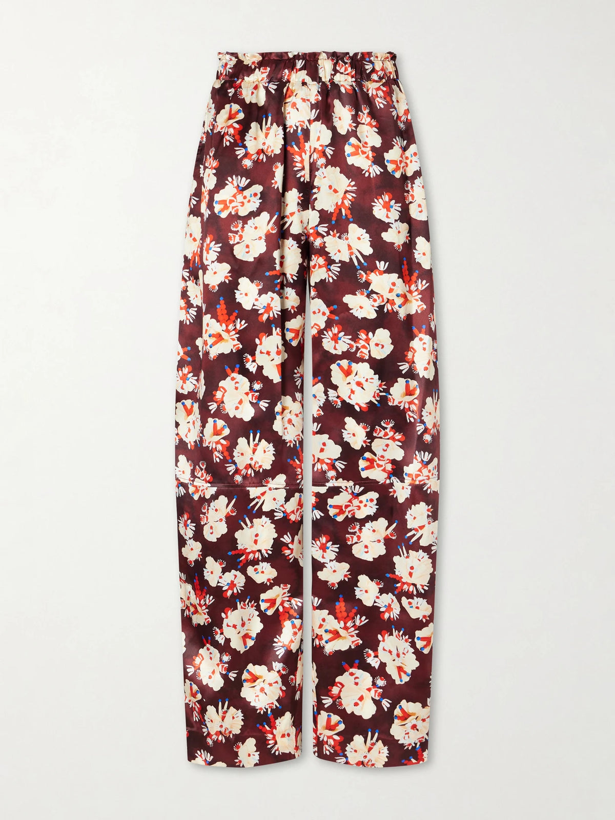 Floral-print Wide-leg Silk Pants