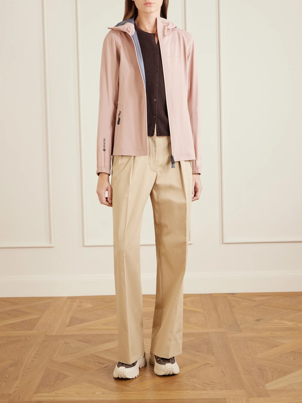 Image of Coats & Jackets. Product name - Valles Windbreaker Jacket in Baby pink colour by brand - Moncler Grenoble