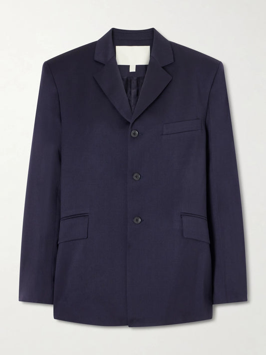 Image of Coats & Jackets. Product name - The Stewart Wool Blazer in Navy colour by brand - RÙADH