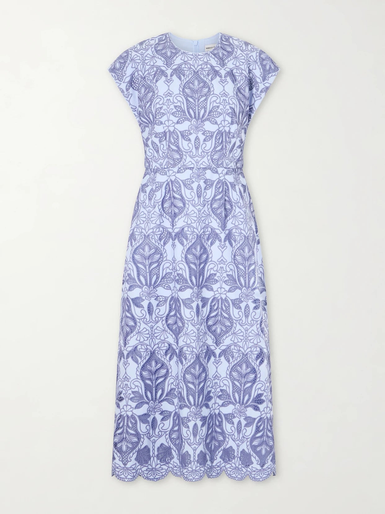 Blooming Lanterns Scalloped Embroidered Cotton Midi Dress