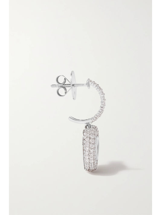 Manaal Heart 18-karat White Gold, Enamel, Ruby And Diamond Earrings