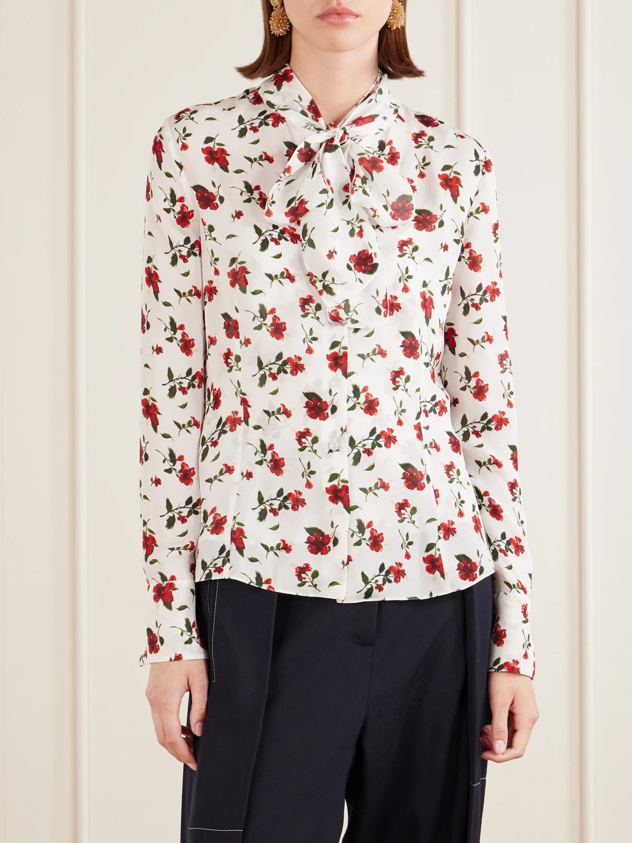 Hibiscus Floral-print Silk Blouse