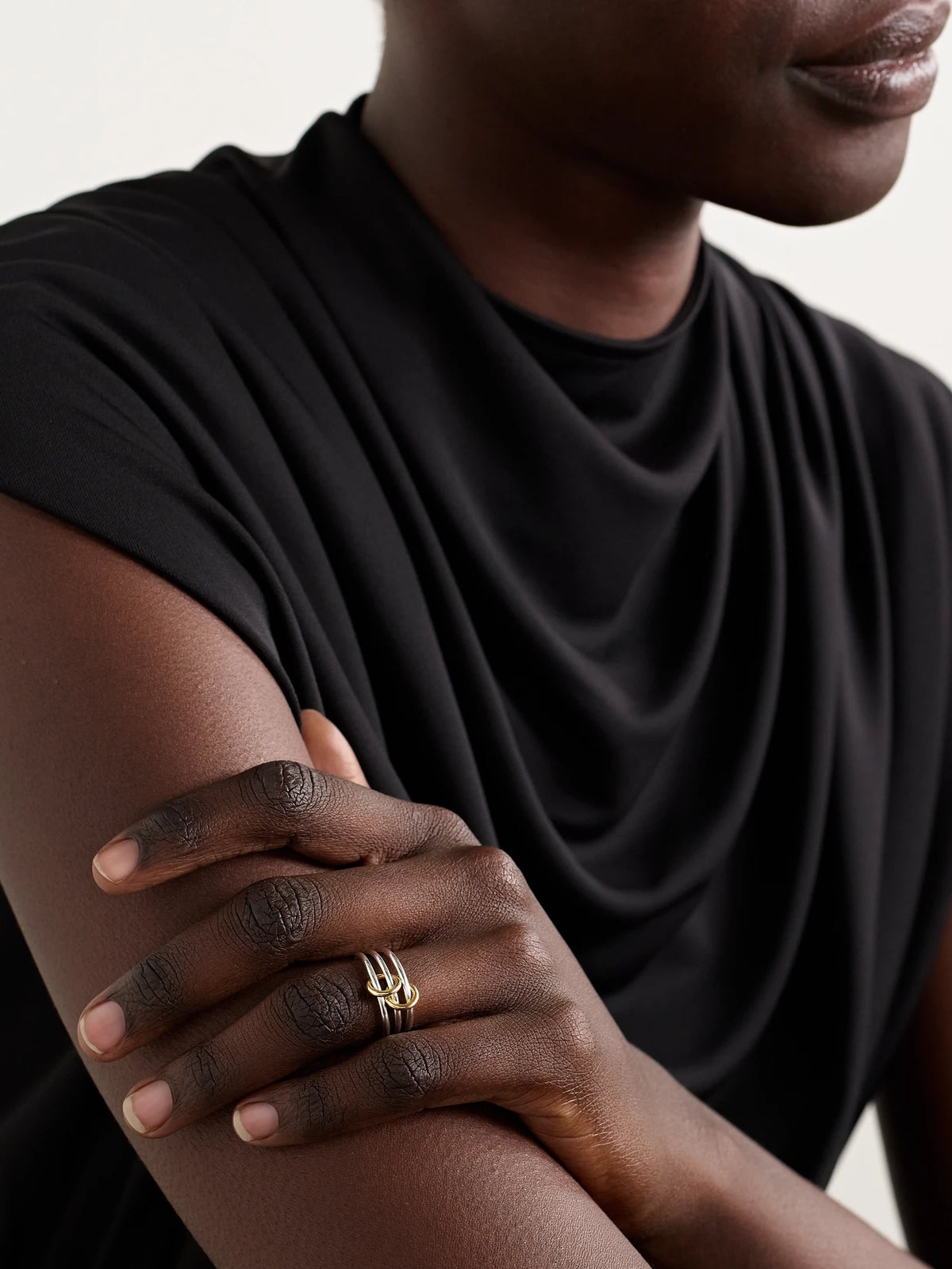 Image of Rings. Product name - Solarium Set Of Three Sterling Silver And 18-karat Gold Rings in Multi colour by brand - Spinelli Kilcollin