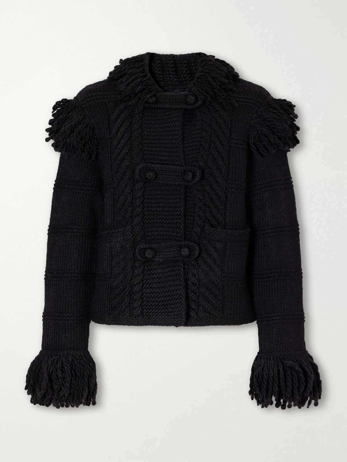 Polo Ralph Lauren Fringed Cable-knit Wool Cardigan
