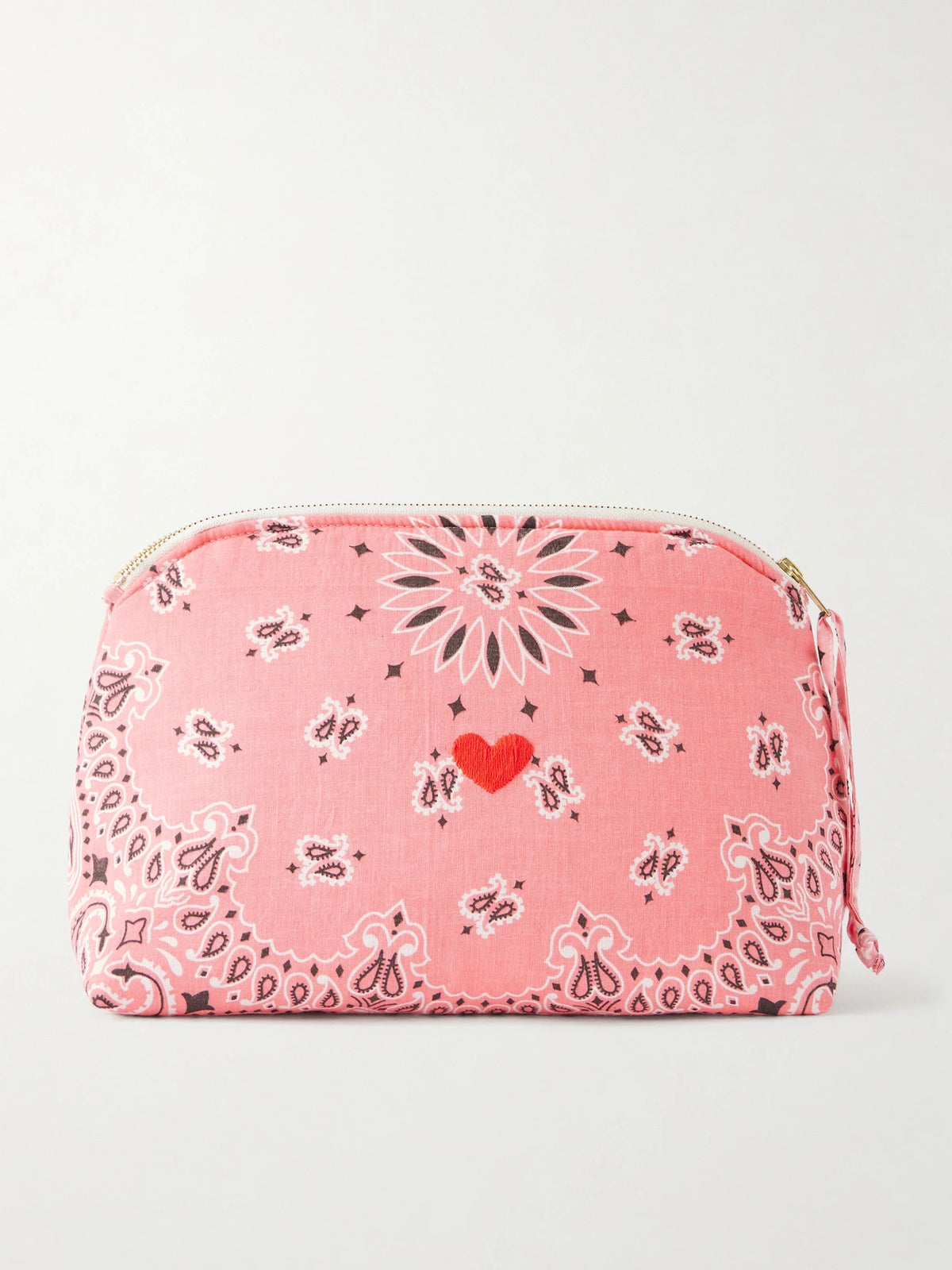 Coeur Vanity Embroidered Bandana-print Cotton Pouch