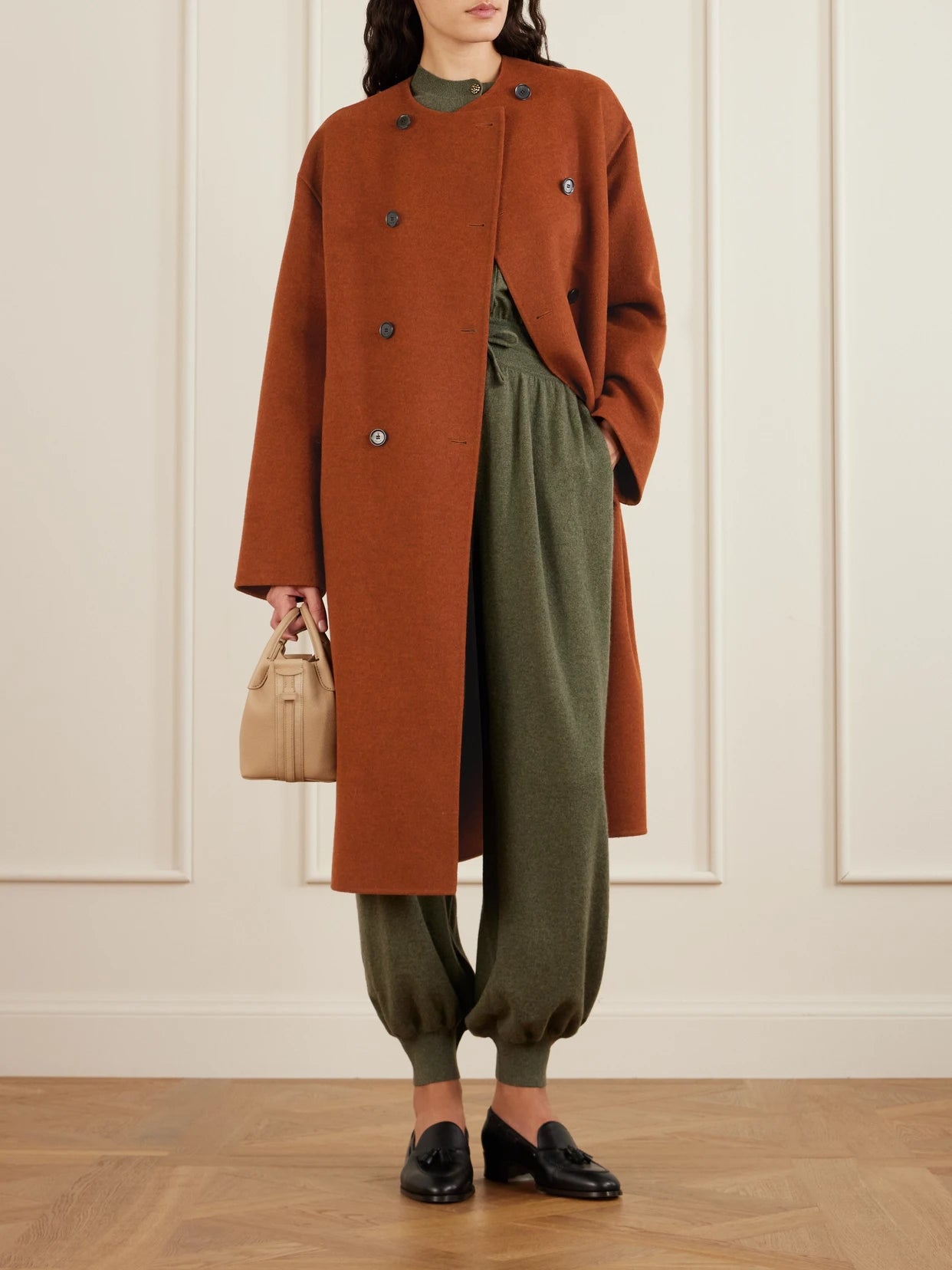 Image of Coats & Jackets. Product name - Boris Double-breasted Cashmere Coat in Red colour by brand - Loro Piana