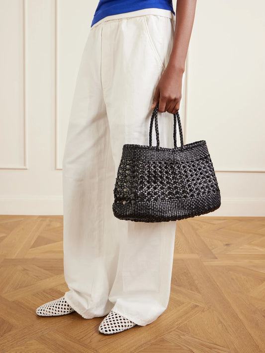 Image of Bags. Product name - Santa Cano Woven Leather Tote Bag in Black colour by brand - Dragon Diffusion