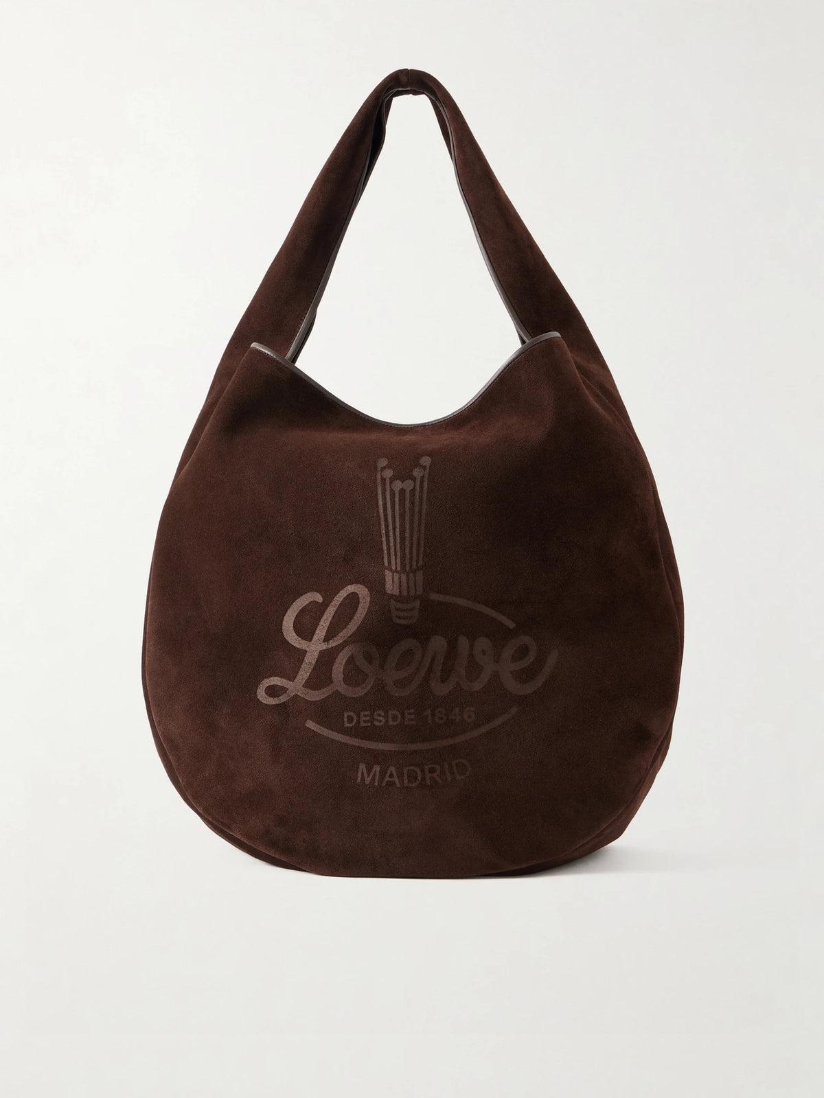 Logo-debossed Leather-trimmed Suede Tote