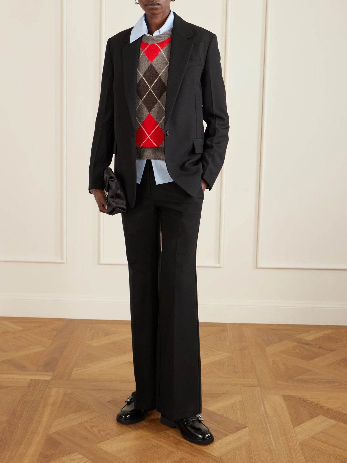 Image of Flats. Product name - Viv Rangers Crystal-embellished Leather Slingback Loafers in Black colour by brand - Roger Vivier