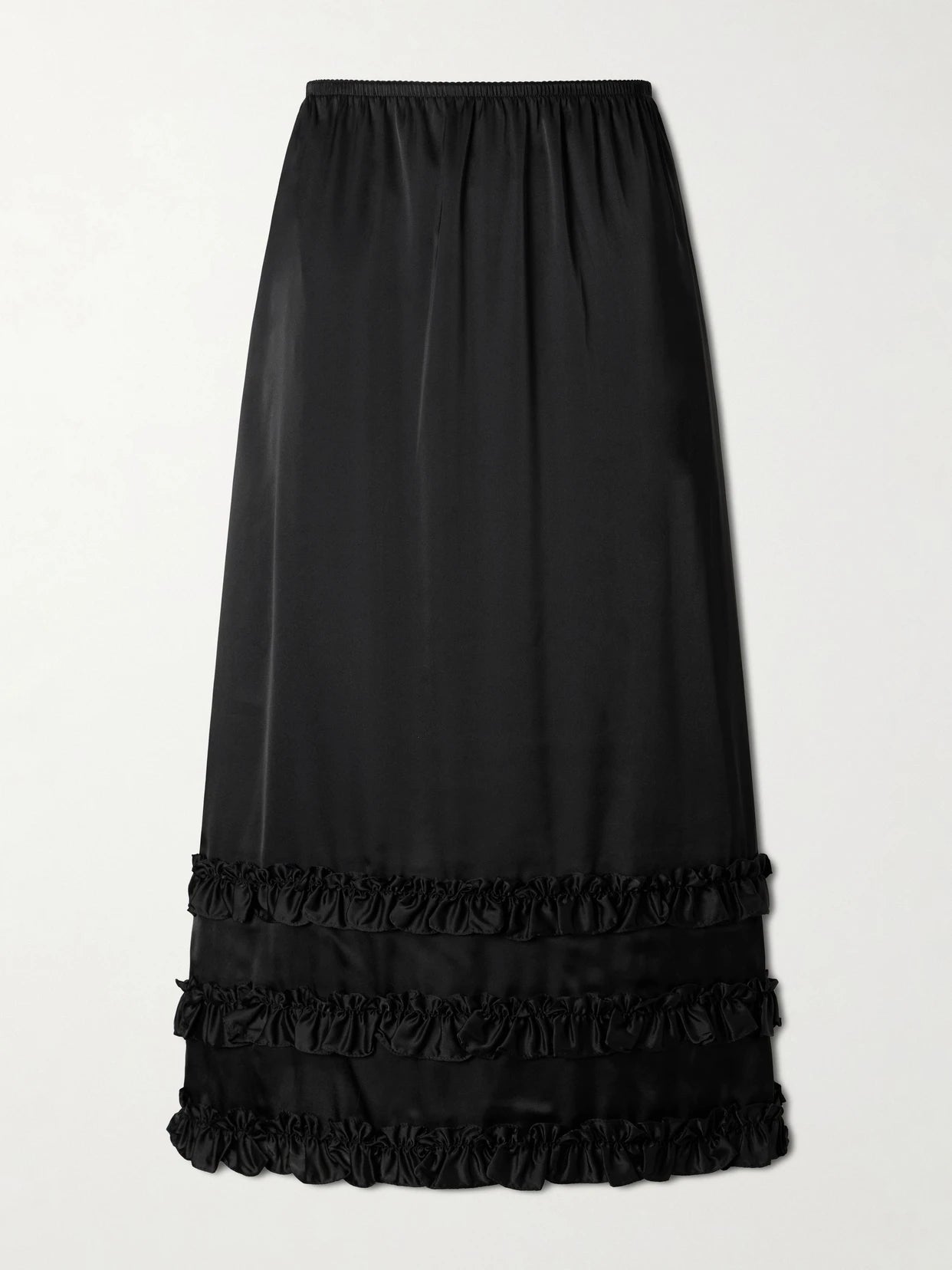Ruffled Satin Midi Skirt