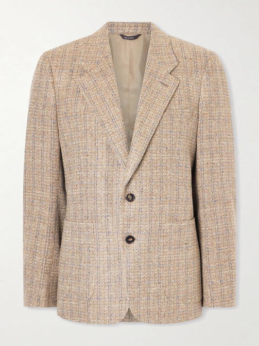 Image of Coats & Jackets. Product name - Hedland Checked Tweed Blazer in Light brown colour by brand - Loro Piana