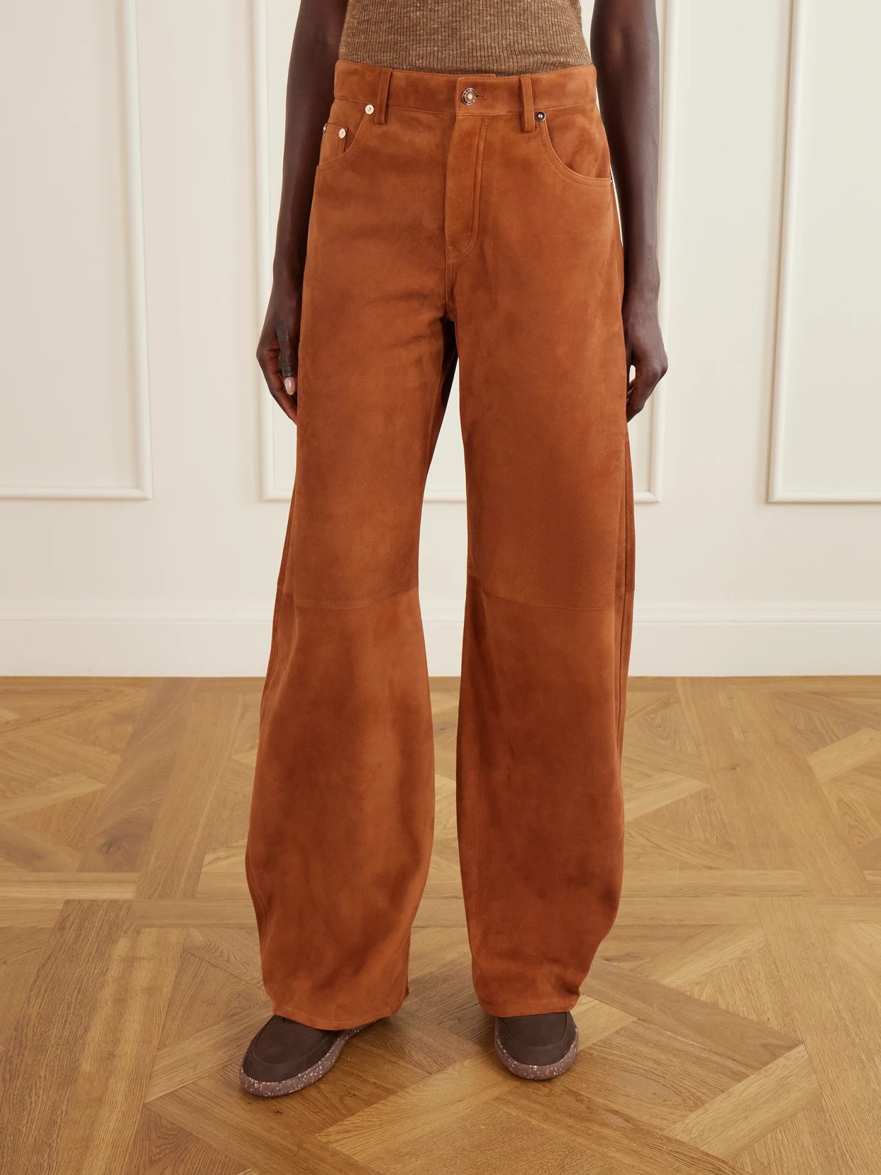 Amoret Suede Wide-leg Pants
