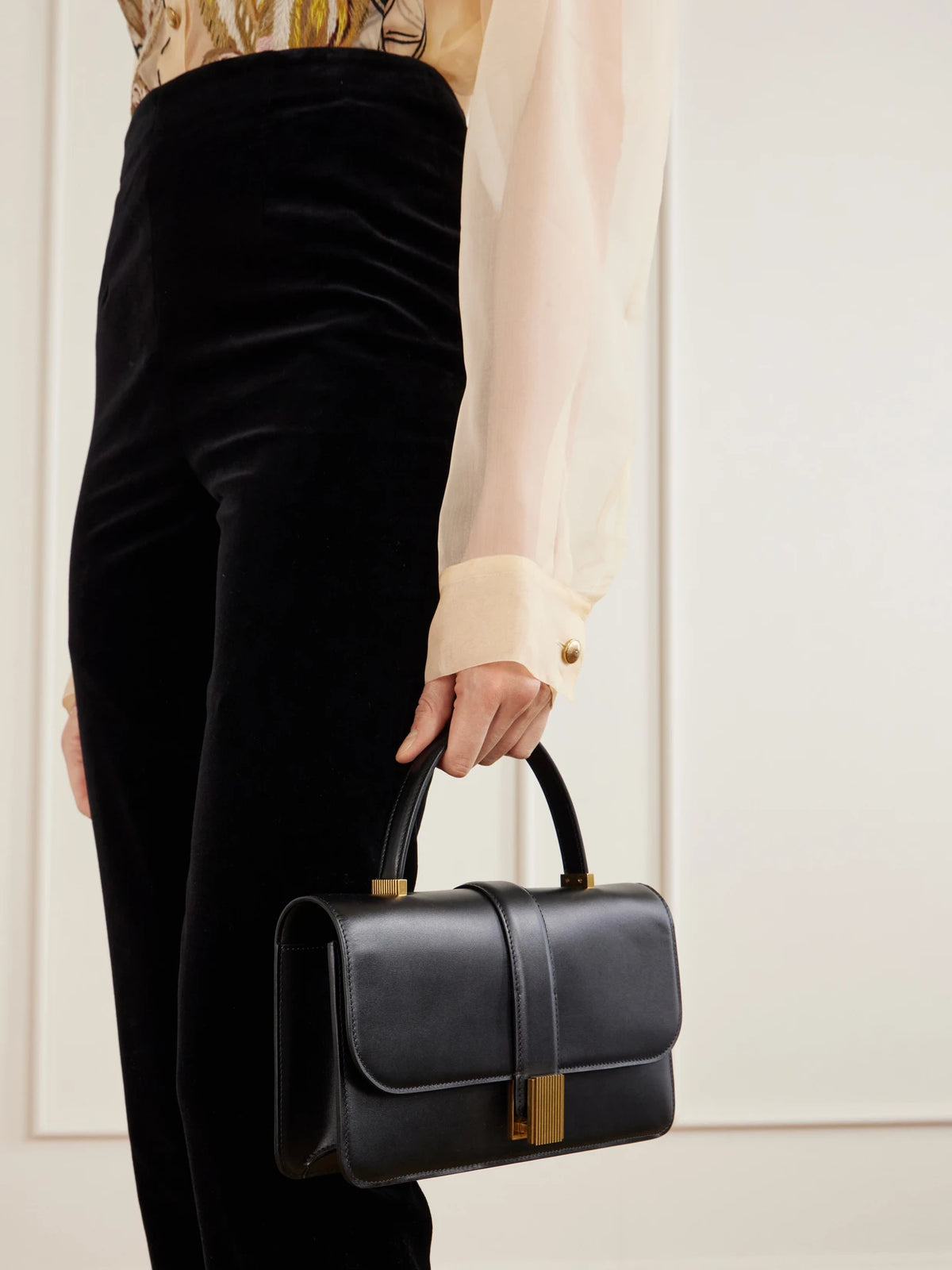 Image of Bags. Product name - Blake Leather Top-handle Bag in Black colour by brand - KHAITE