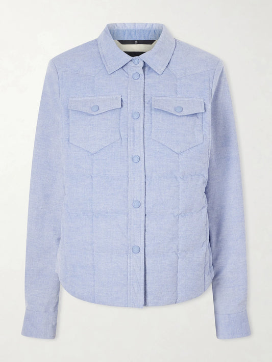 Image of Coats & Jackets. Product name - Nangy Cotton-corduroy Down Jacket in Light blue colour by brand - Moncler Grenoble