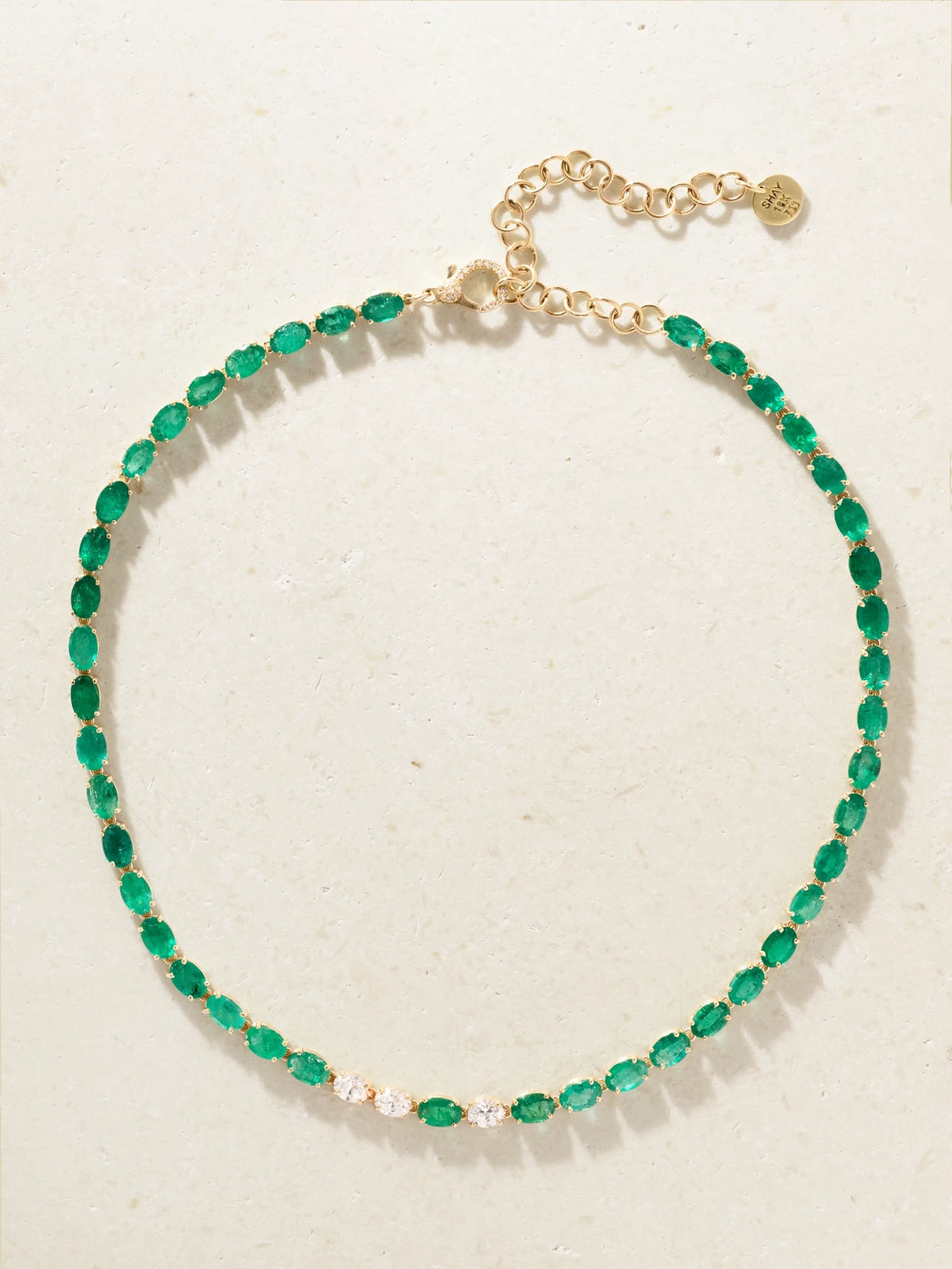 18-karat Gold Emerald And Diamond Tennis Necklace