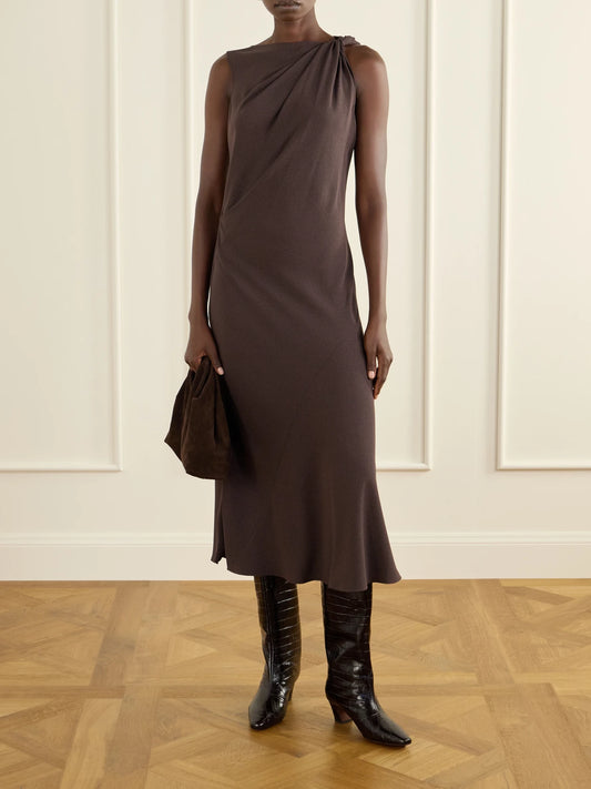 Image of Boots. Product name - Marley Croc-effect Leather Knee Boots in Dark brown colour by brand - Loeffler Randall