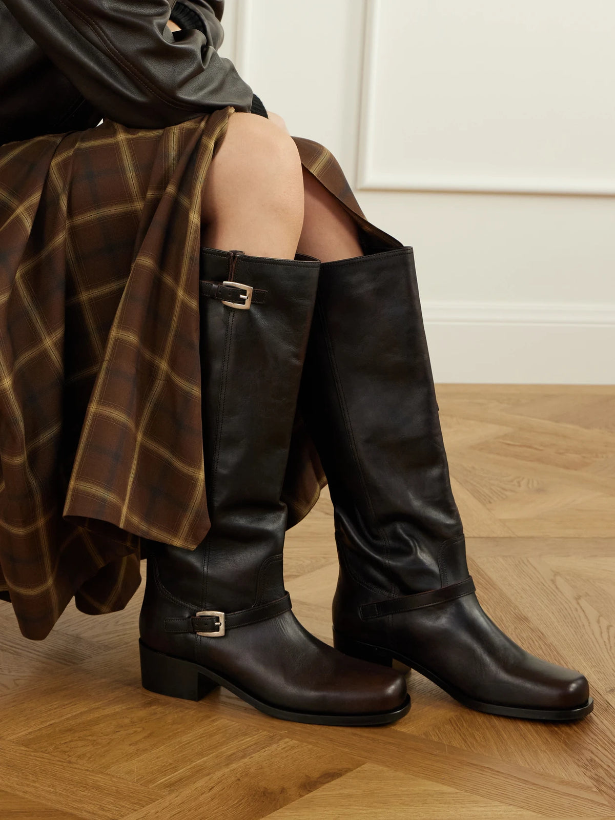 STAUD Brooklyn Leather Knee Boots