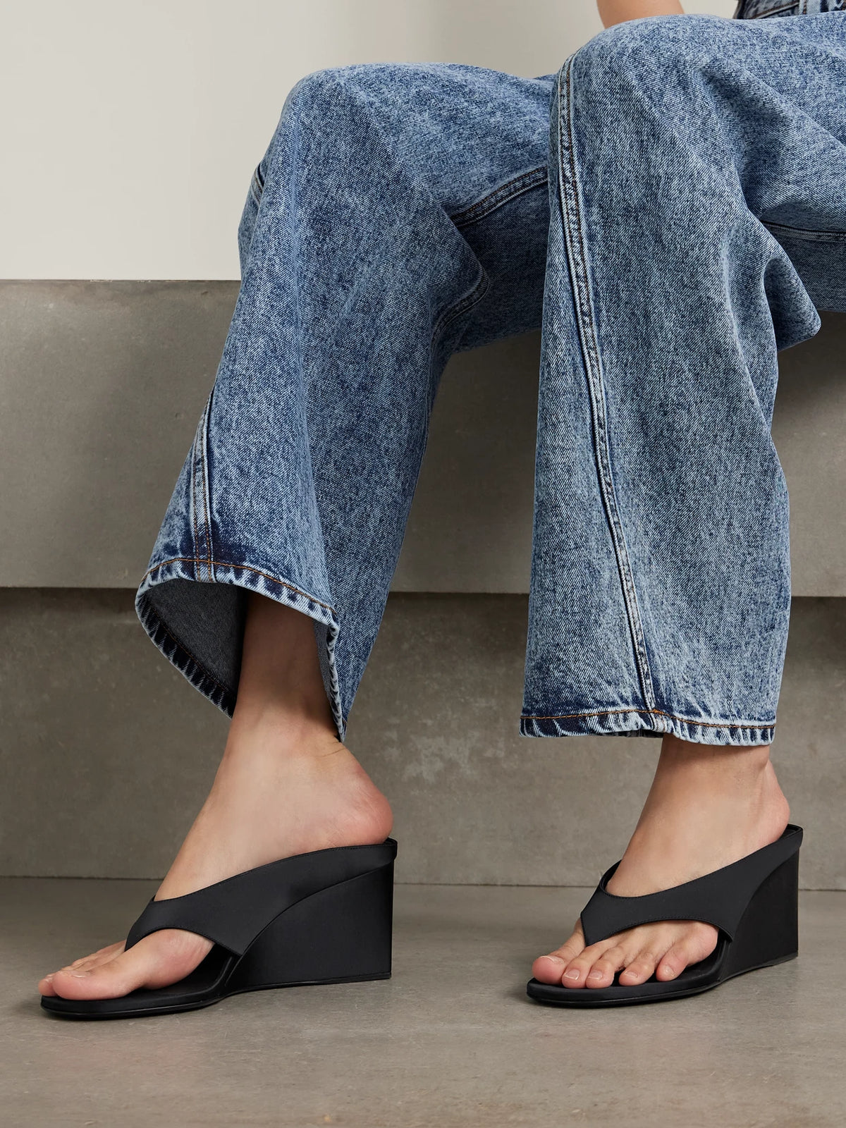 Satin Wedge Sandals