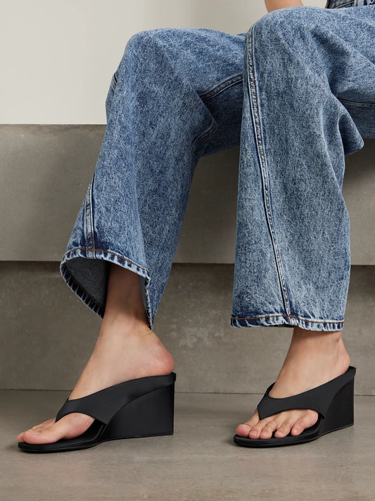 Satin Wedge Sandals