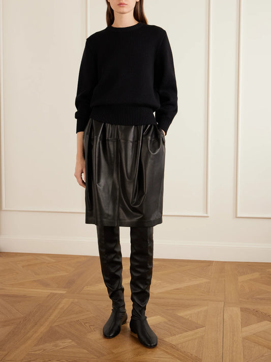 Image of Boots. Product name - Leather Over-the-knee Boots in Black colour by brand - TOTEME