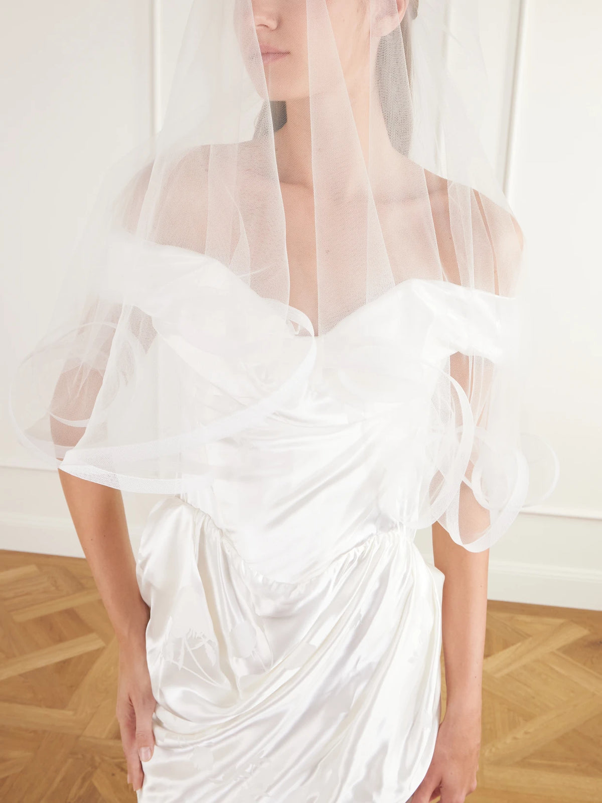 Image of Accessories. Product name - Horsehair-trimmed Silk-tulle Veil in White colour by brand - Vivienne Westwood