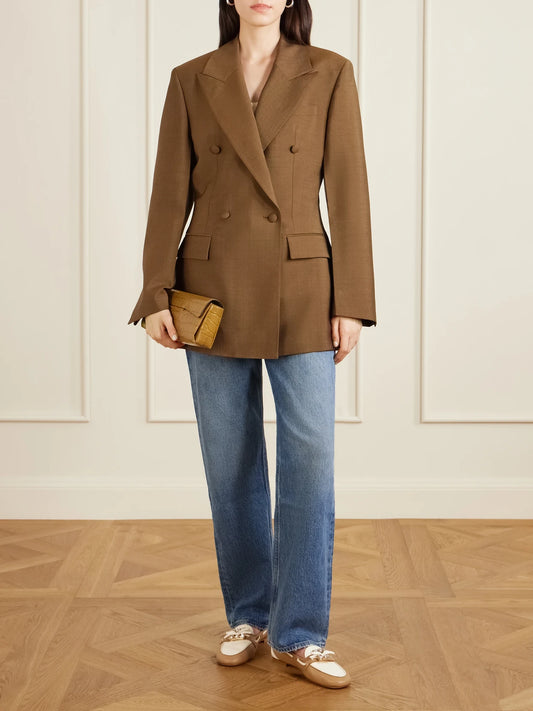 Image of Flats. Product name - Embellished Bow-detailed Two-tone Leather Loafers in Tan colour by brand - Roger Vivier