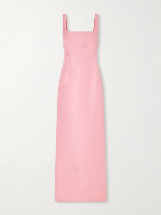 Image of Dresses. Product name - Micheline Moire Gown in Baby pink colour by brand - Emilia Wickstead