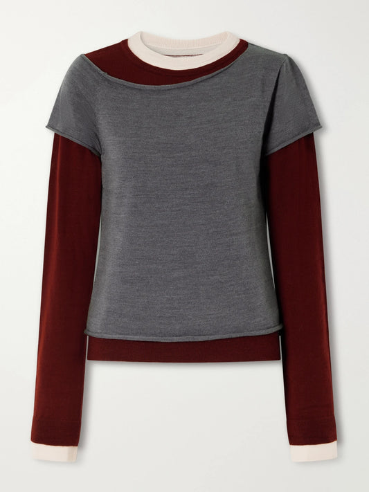 STAUD Sera Layered Wool-blend Sweater