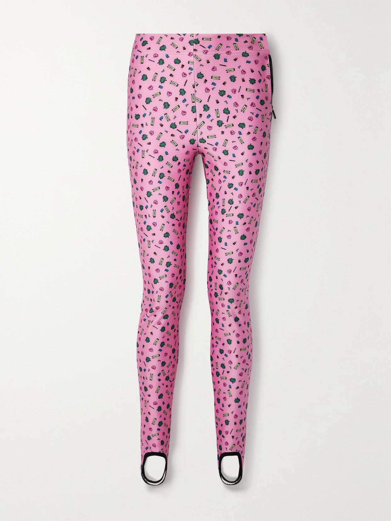 Image of a model wearing Tops. Product name - + 3 Moncler Grenoble Printed Stretch-jersey Stirrup Pants in Pink colour by brand - Moncler Genius