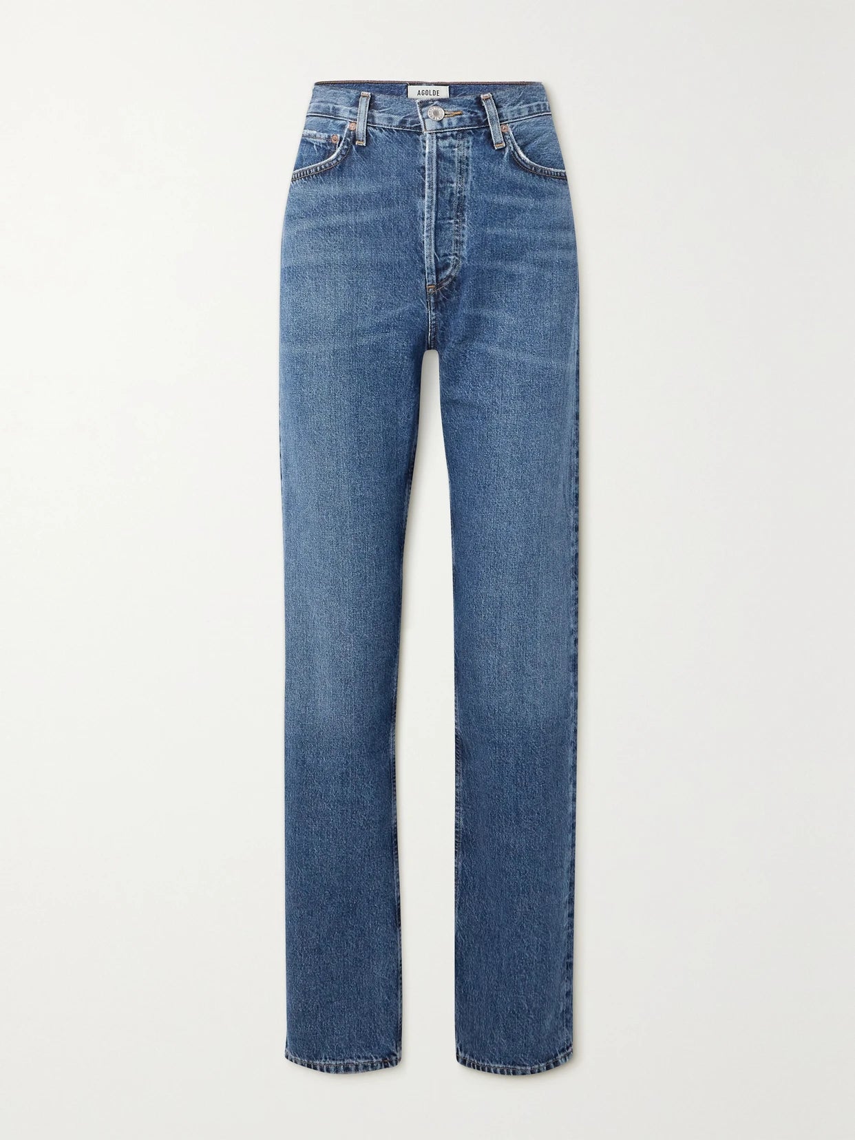 + Net Sustain 90's Pinch Waist Long High-rise Straight-leg Organic Jeans