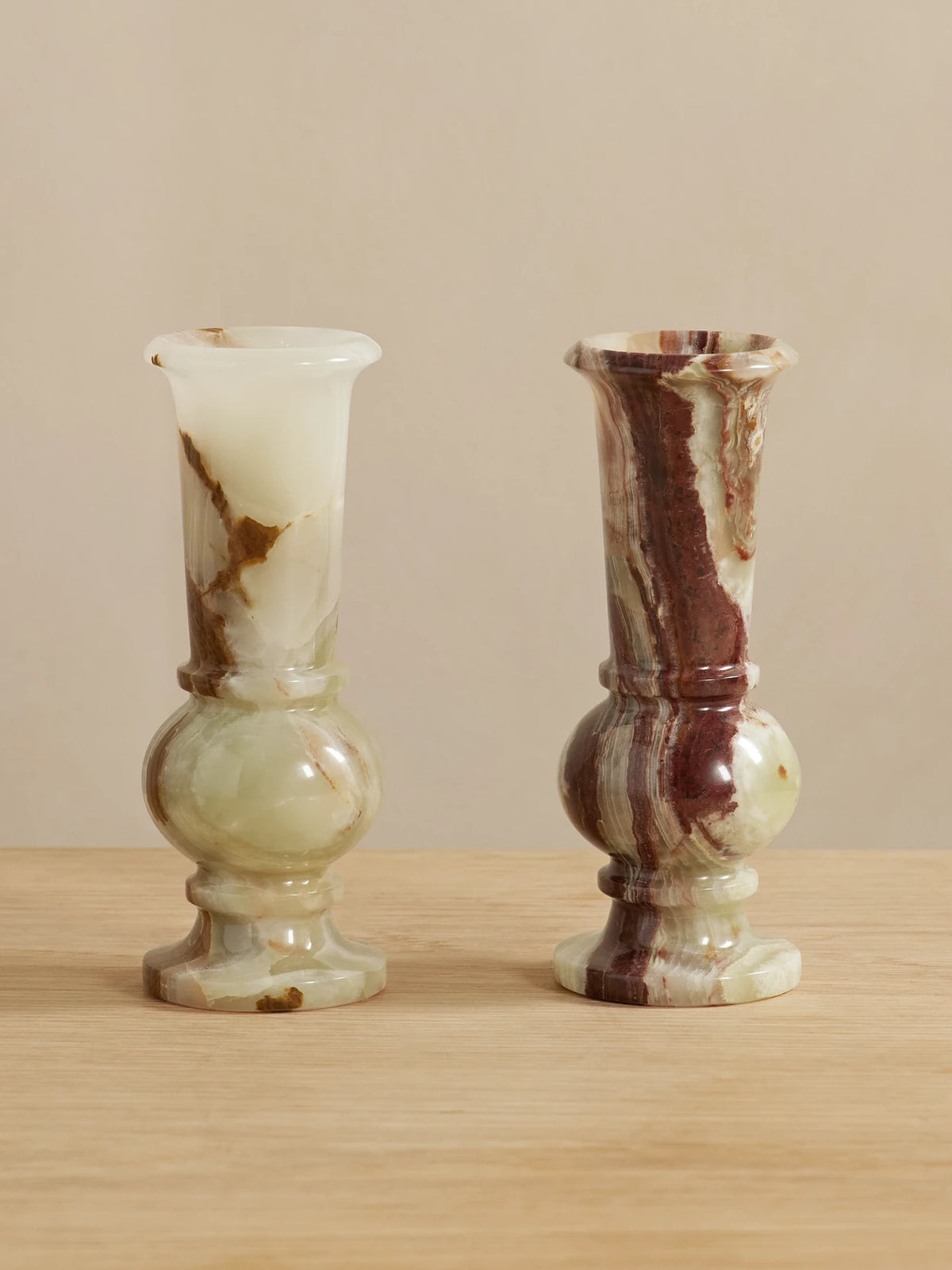 Set Of Two Onyx Vases