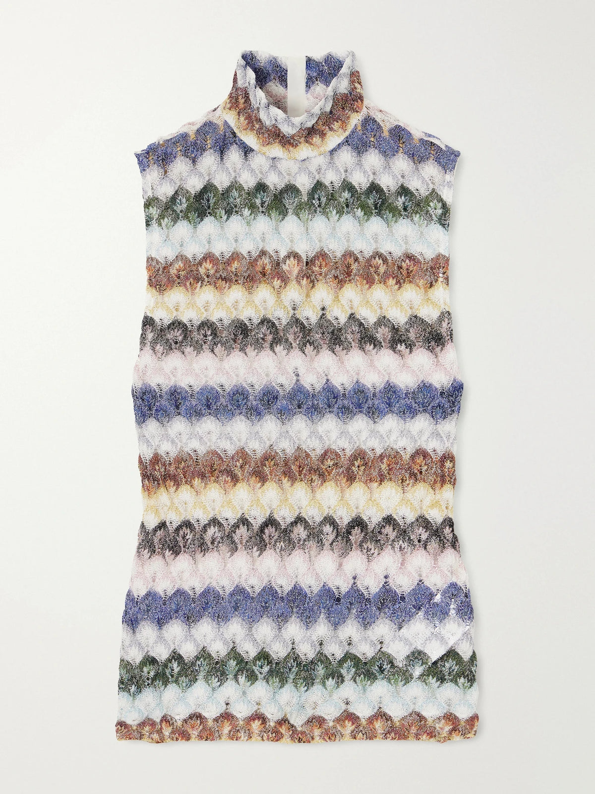 Striped Metallic Crochet-knit Tank