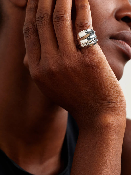 Image of Rings. Product name - Flux Recycled Sterling Silver Ring in Multi colour by brand - By Pariah