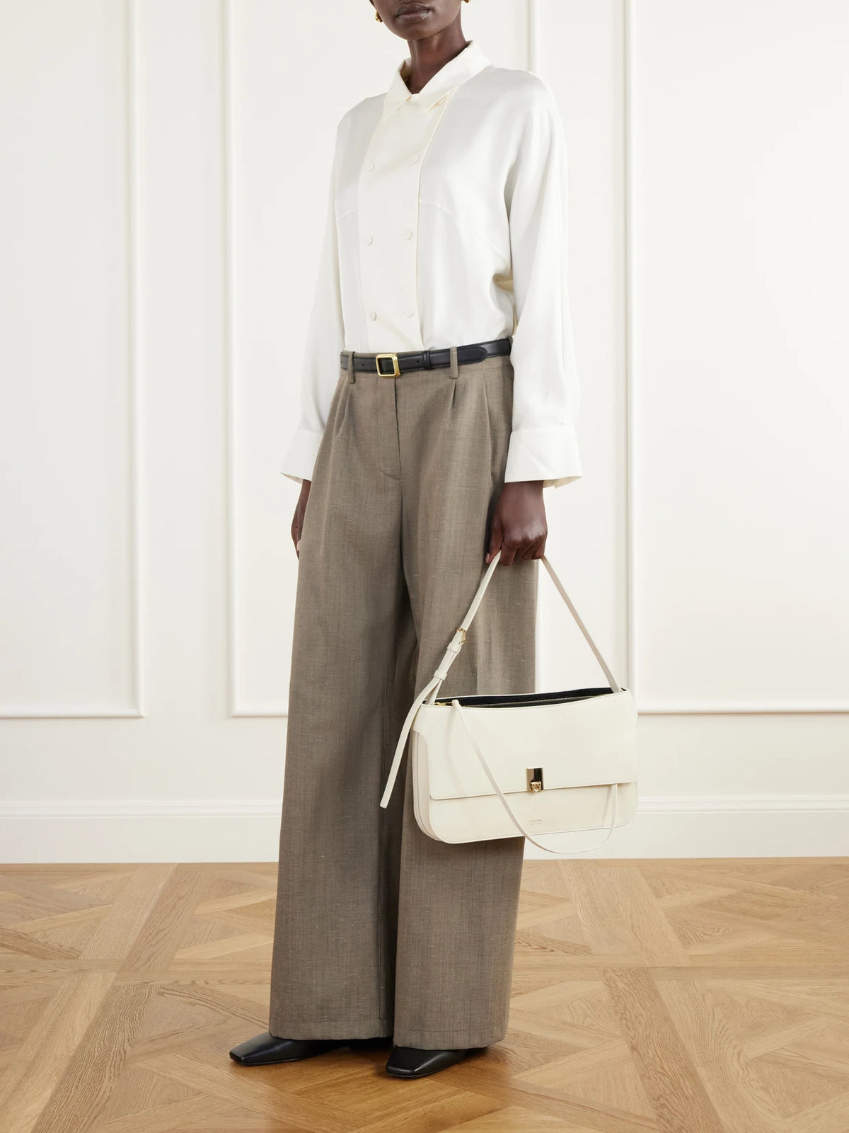 Ferragamo Cara Suede-trimmed Leather Shoulder Bag