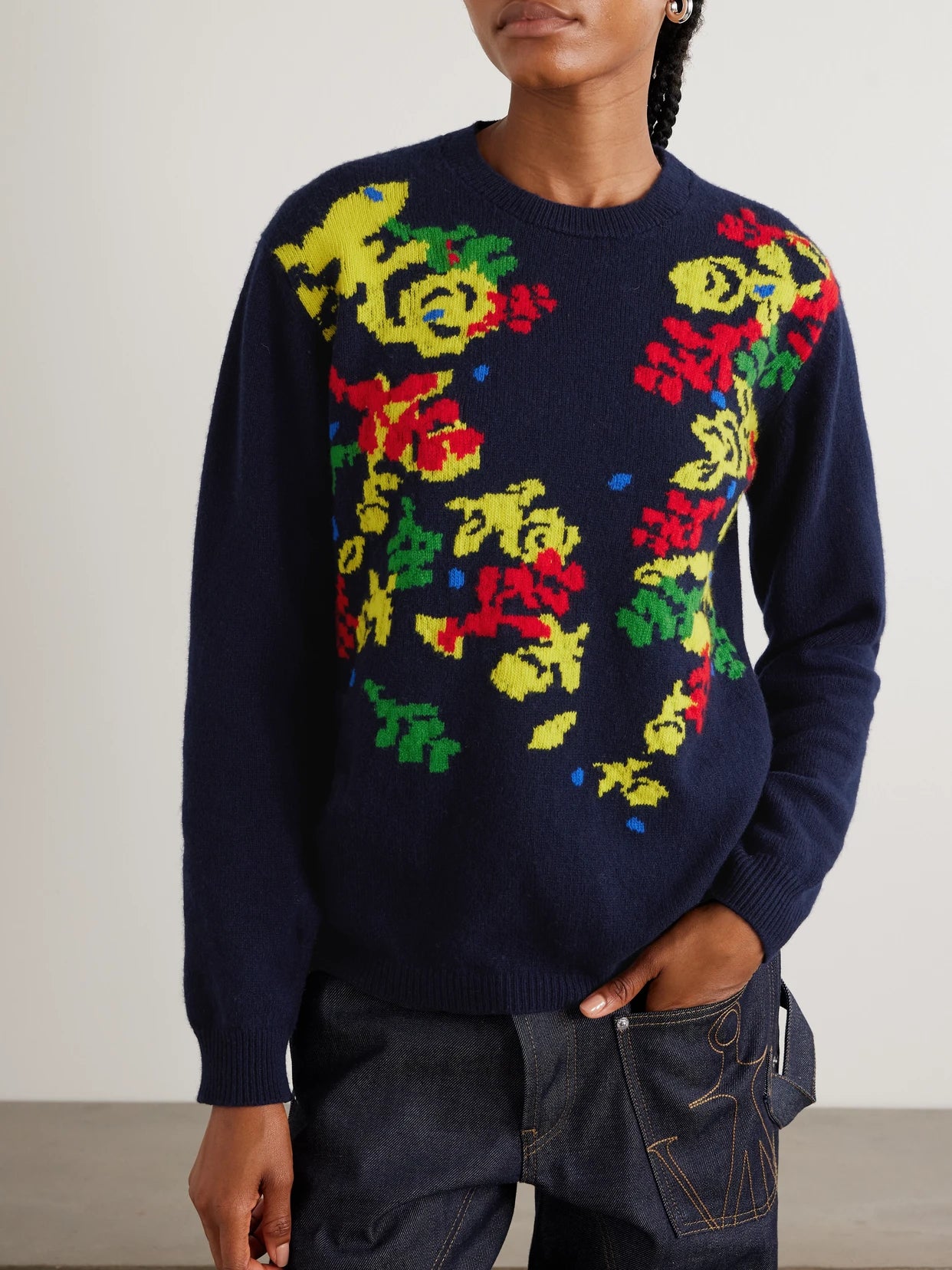 + Pringle Floral Intarsia-knit Cashmere Sweater