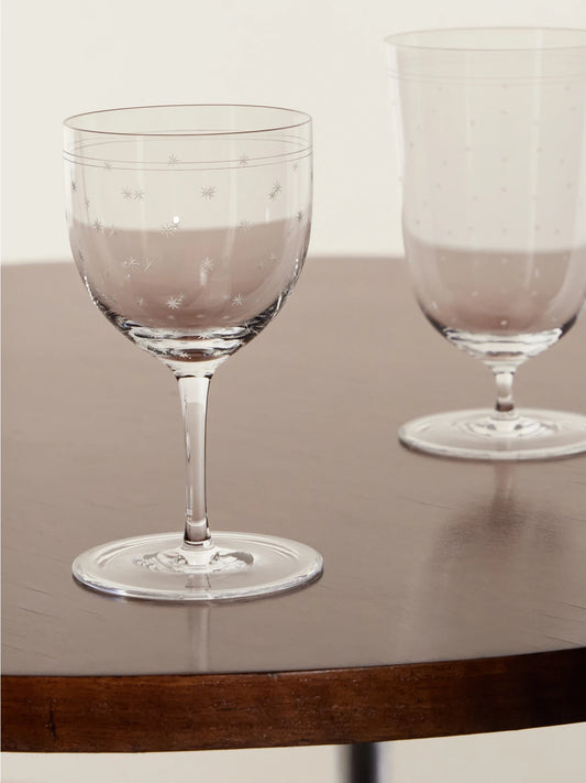 Image of Tableware. Product name - Rothschild Stars Set Of Two Crystal Wine Glasses in Clear colour by brand - LOBMEYR