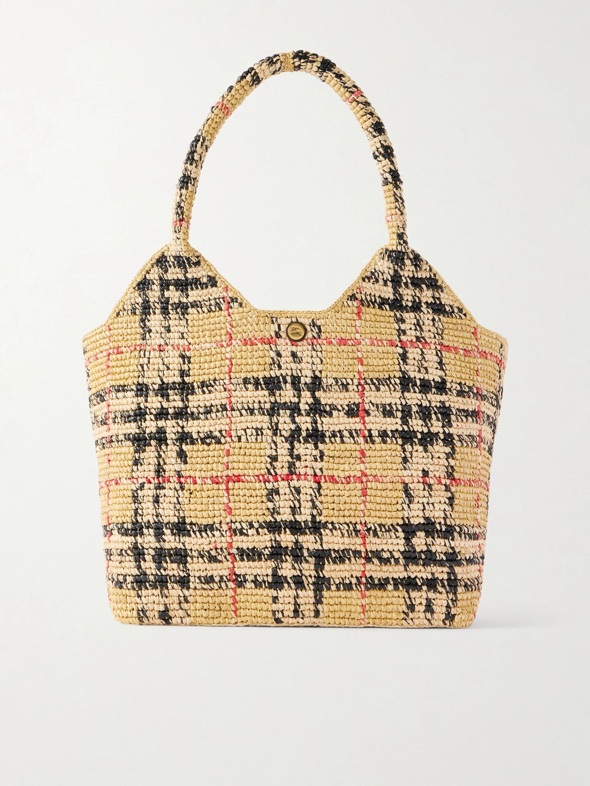 Margate Checked Woven Raffia Tote