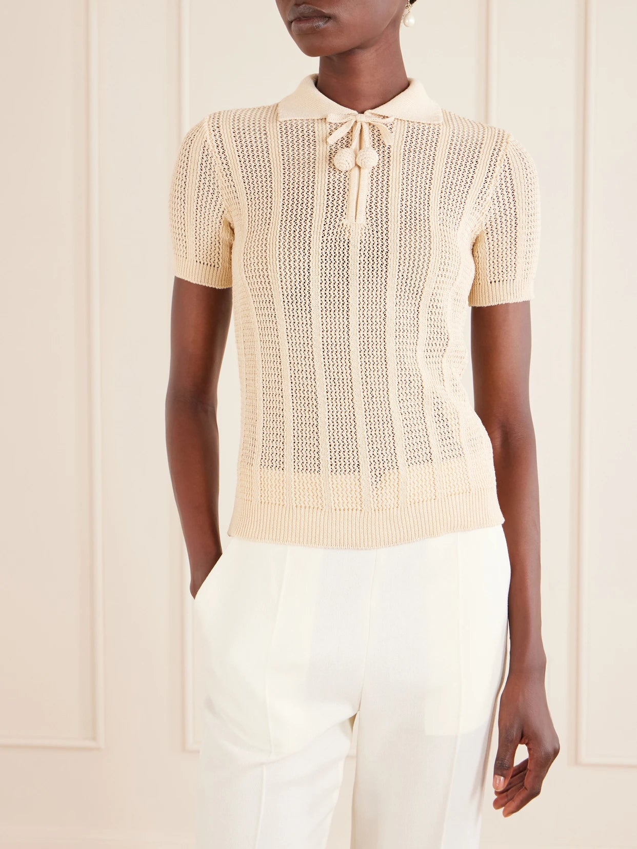 Pointelle-knit Cotton Polo Shirt
