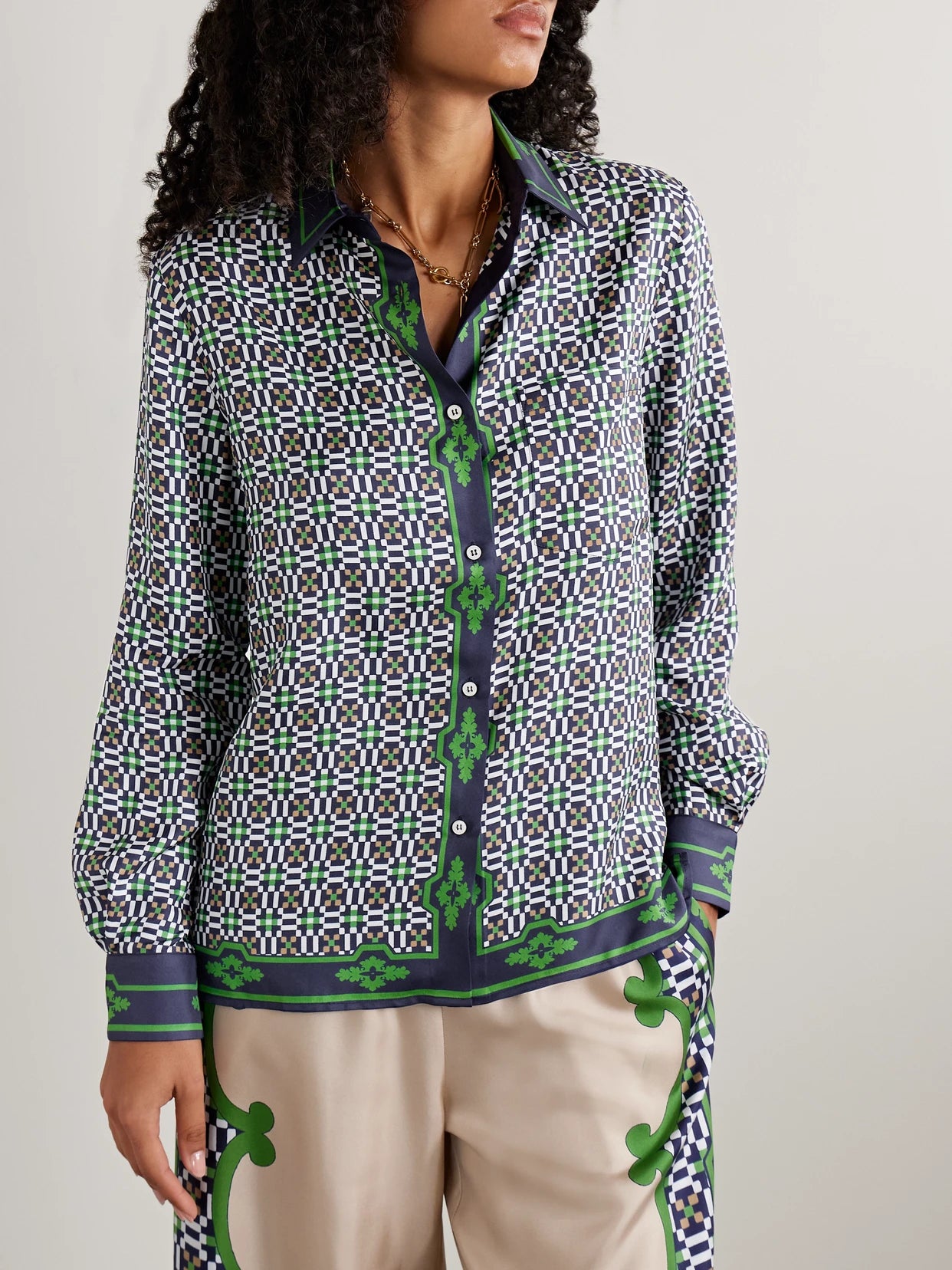 Icon Boy Printed Silk-twill Shirt