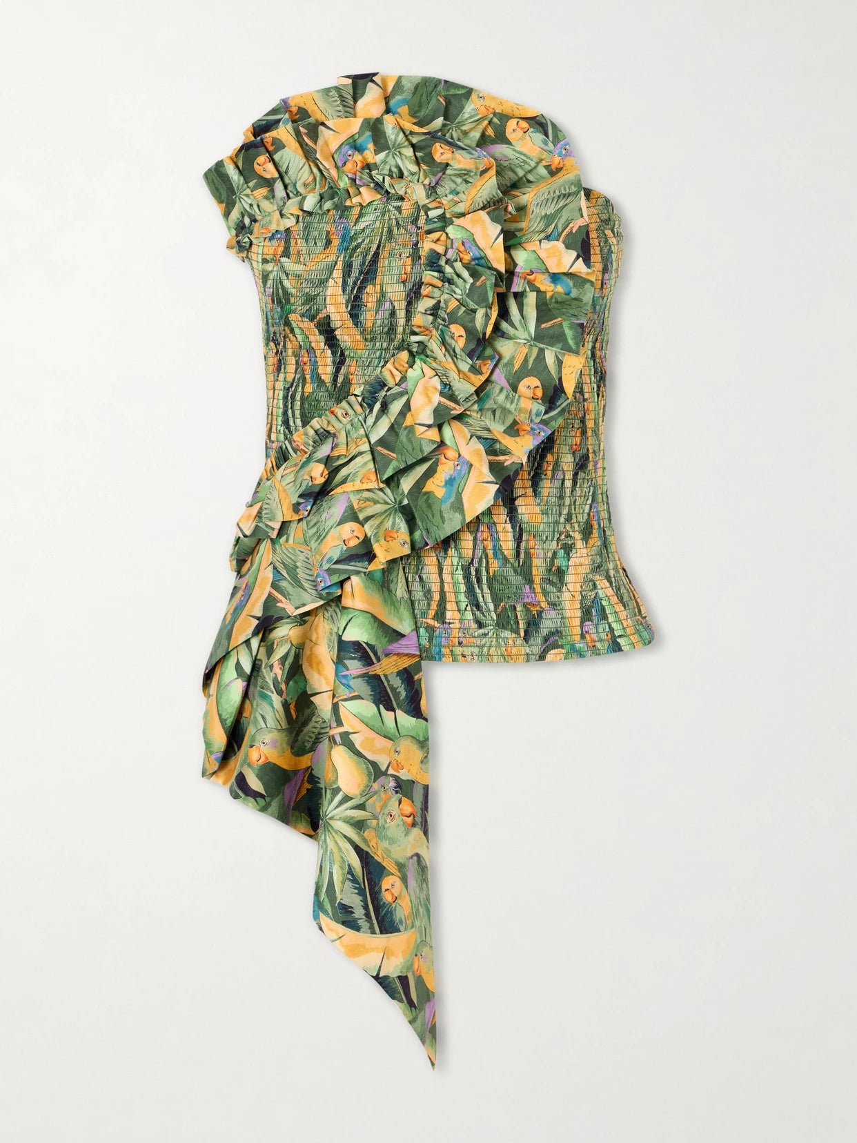 Strapless Ruched Cotton Tank