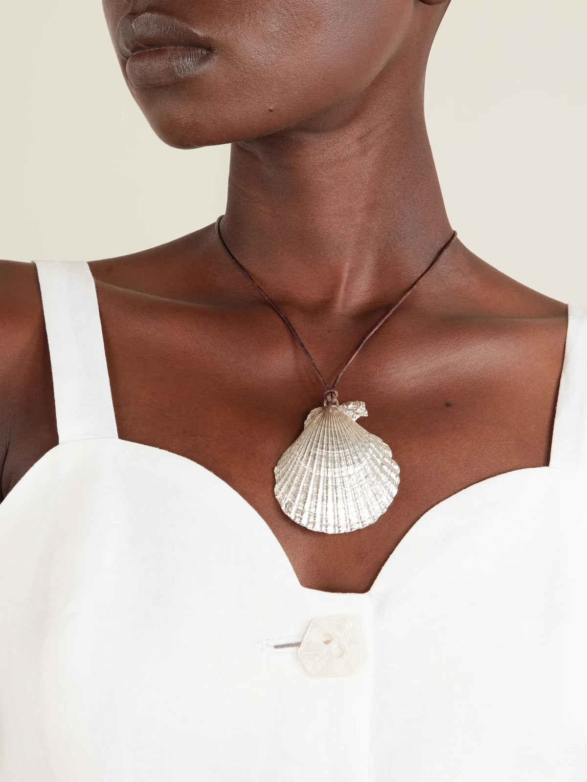 Image of Necklaces. Product name - Sea Chalice Sterling Silver And Leather Cord Necklace in Multi colour by brand - Loren Stewart